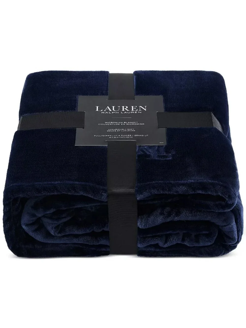 Ralph Lauren Classic Micromink Blanket Full / Queen Blue 90